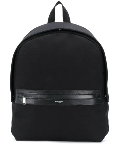 Saint Laurent Cotton Backpack With Leather Detailing In Black