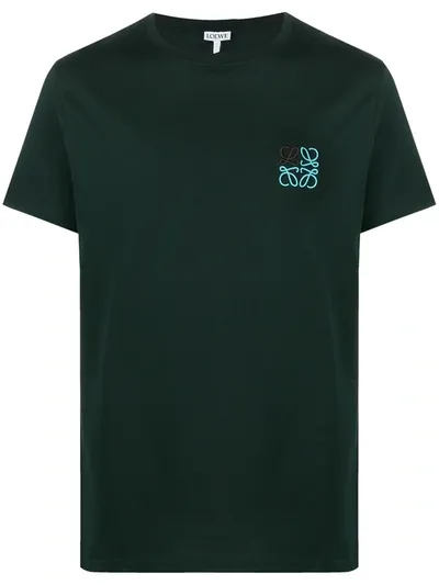 Loewe Logo-embroidered T-shirt In Green