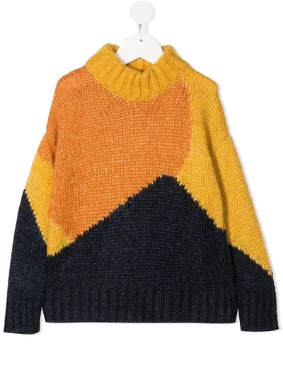 Tiny Cottons Kids' Colour-block Knit Jumper In Yellow