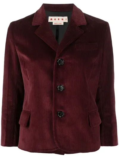 Marni Corduroy Cropped Jacket In Red