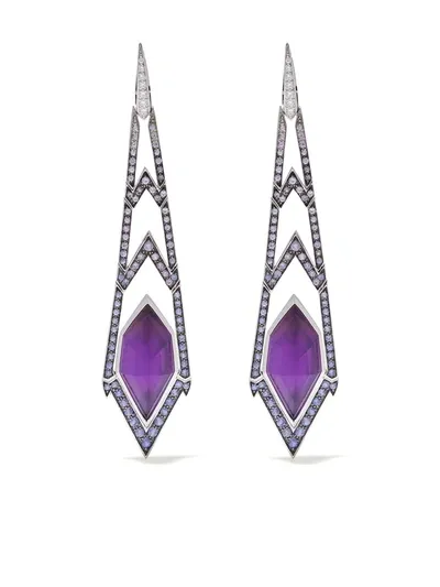 Stephen Webster 18kt White Gold Lady Stardust Crystal Haze Drop Earrings In Silver