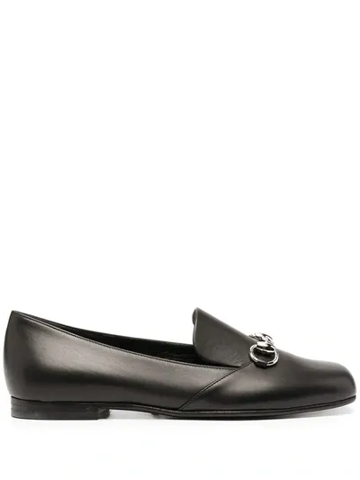 Gucci Square-toe Leather Loafers In 黑色