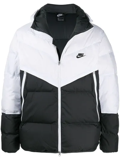 Nike Windrunner Colour-block Down Jacket In White