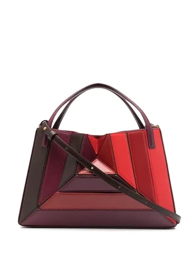 Mlouye Geometric Leather Tote Bag In Red