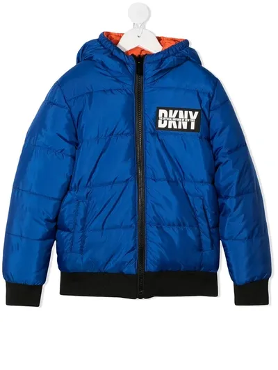 Dkny Kids' Chest Logo Padded Jacket In Blue