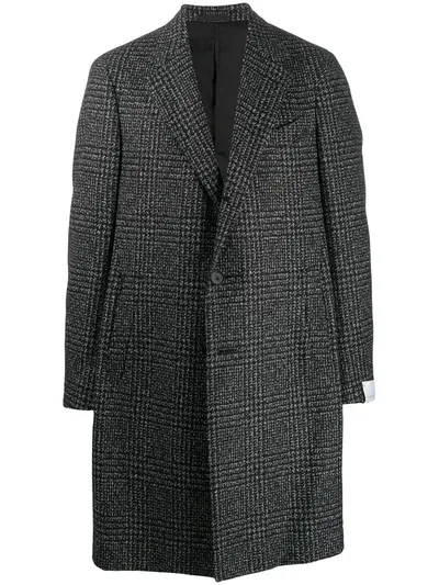 Caruso Houndstooth Single-breasted Coat In Black