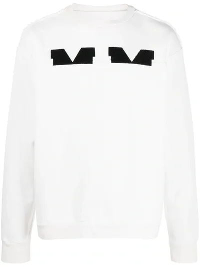 Maison Margiela Half Logo Cotton Sweatshirt In White