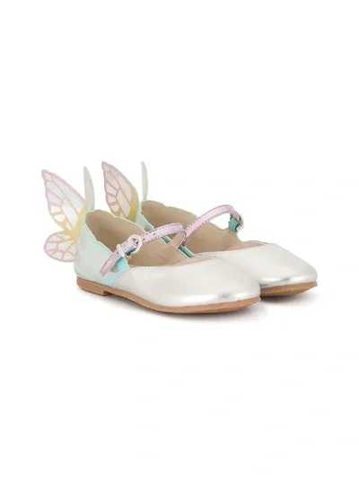 Sophia Webster Mini Kids' Butterfly Detail Ballerinas In Silver