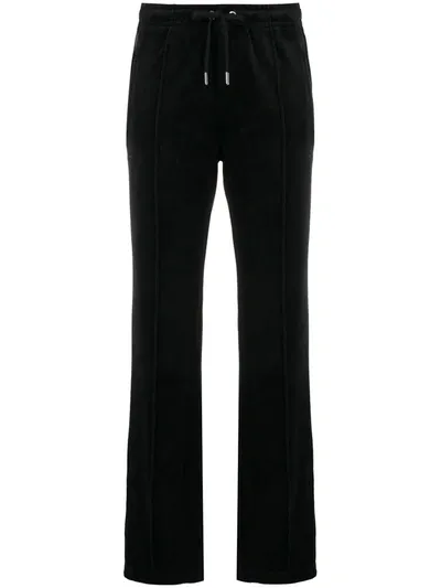 Juicy Couture Tina Velvet-effect Trackpants In Black