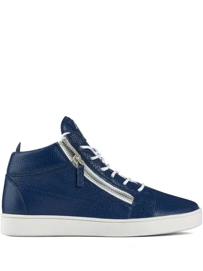 Giuseppe Zanotti Kriss High-top Leather Sneakers In Blue