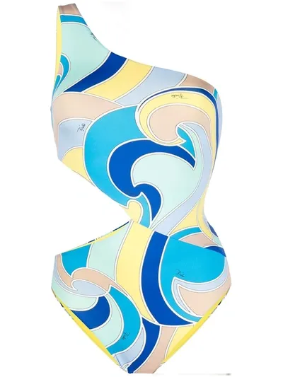 Emilio Pucci + Net Sustain Quirimbas One-shoulder Printed Swimsuit In Multicolor