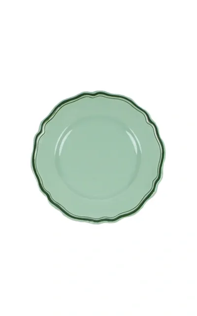 Moda Domus ; Set-of-four Hand-painted Ceramic Salad Plates In Green