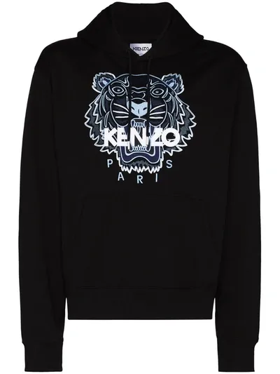 Kenzo Tiger Motif Embroidered Hoodie In Black