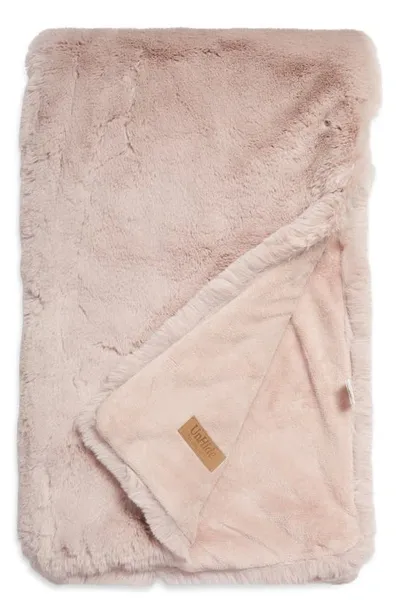 Unhide The Marshmallow 2.0 Medium Faux Fur Throw Blanket In Rosy