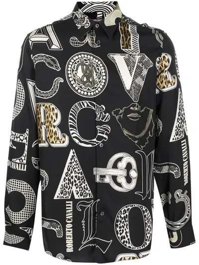 Roberto Cavalli Cavalli Mania-print Shirt In Black