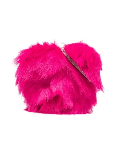 Billieblush Kids' Heart-shape Faux Fur Bag In Pink