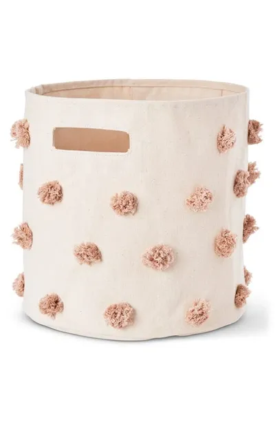 Pehr Petit  Pompom Canvas Bin In Blush