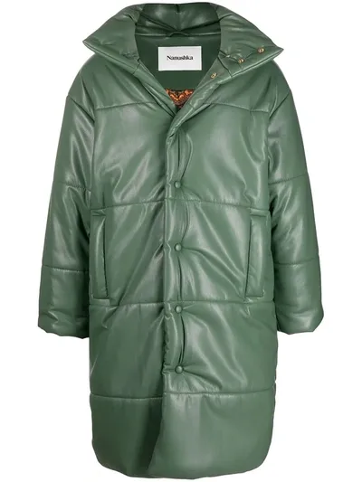 Nanushka Padded Hooded Coat In Green