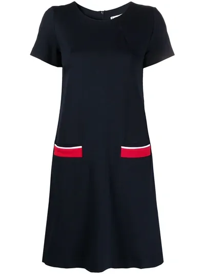 Tommy Hilfiger Short Sleeve Shift Dress In Blue