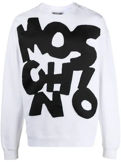 Moschino Logo Appliqué Sweatshirt In White