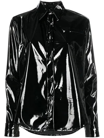 Barbara Bologna Vinyl Long-sleeve Shirt In Black