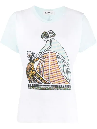 Lanvin Mother And Child Patchwork T-shirt In Blue