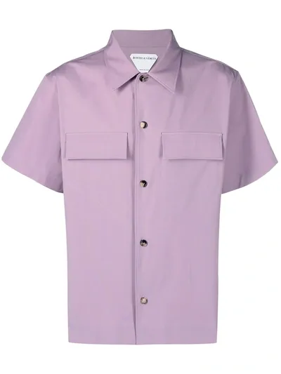 Bottega Veneta Flap Pockets Short-sleeve Shirt In Purple