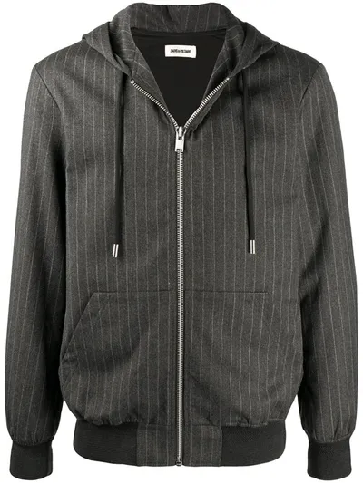 Zadig & Voltaire Bastien Striped Flannel Jacket In Grey