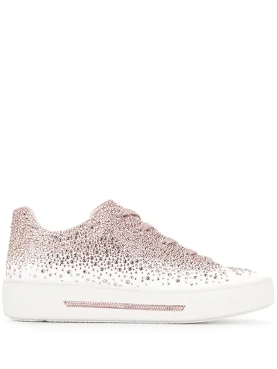 René Caovilla Holly Rhinestone-embellished Sneakers In White