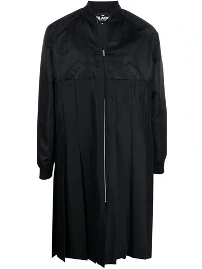 Black Comme Des Garçons Zipped Pleated Coat In Black