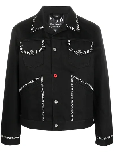 Mjb Marc Jacques Burton Logo Print Button-up Jacket In Black