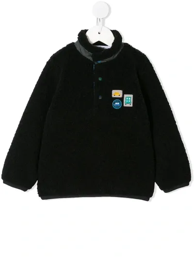 Familiar Kids' Car Patch Sherpa Sweatshirt In Black