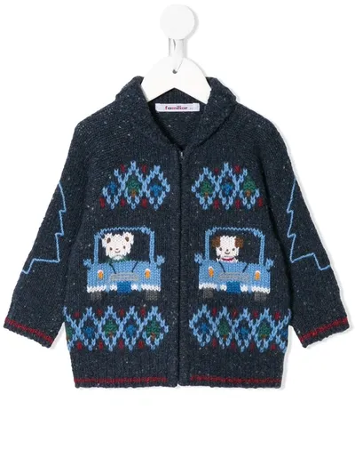 Familiar Kids' Embroidered Zip-up Jumper In Blue