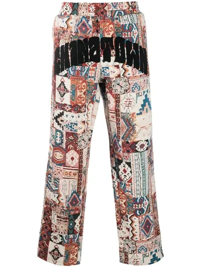 Chinatown Market Tapestry-style Straight-leg Trousers In Black