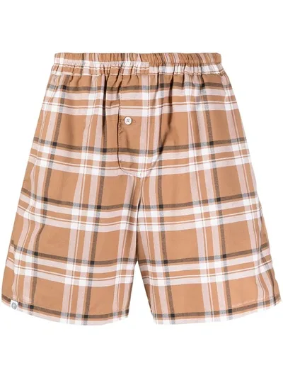 Paura Tartan Check Print Shorts In Neutrals