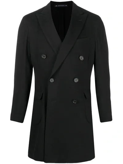 Bagnoli Sartoria Napoli Peak-lapel Double-breasted Coat In Black