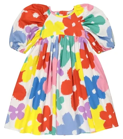 Stella Mccartney Kids' Flower Print Organic Cotton Dress In Multicoloured