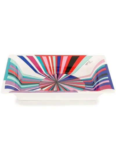 Emilio Pucci Coral And Blue Sole Print Valet Tray In Pink