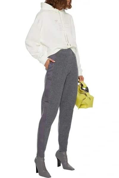 Stella Mccartney Twill-trimmed Wool Tapered Pants In Anthracite