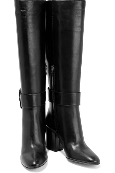 Sergio Rossi Sr Mia 75 Buckled Leather Knee Boots In Black