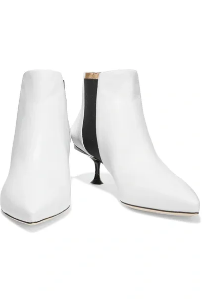 Sergio Rossi Leather Ankle Boots In White