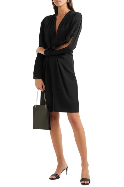 Stella Mccartney Tie-detailed Cady Dress In Black