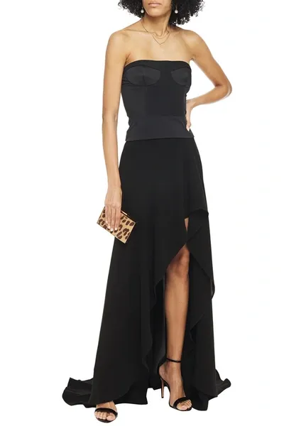 Elie Saab Asymmetric Crepe Mini Skirt In Black