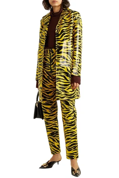 Kwaidan Editions Tiger-print Pu Coat In Yellow