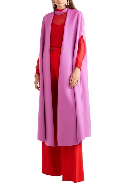 Valentino Wool And Cashmere-blend Cape In Fuchsia