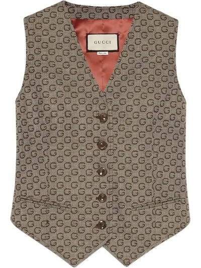 Gucci G Jacquard-woven Waistcoat In Brown