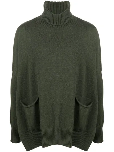 Ma'ry'ya Oversized Roll-neck Jumper In Green