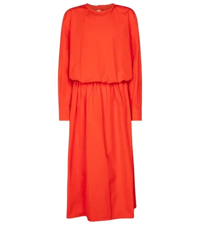 Marni Cotton Poplin Midi Dress In Red