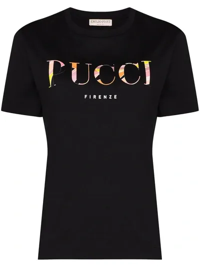 Emilio Pucci Logo-print Crew-neck T-shirt In Black