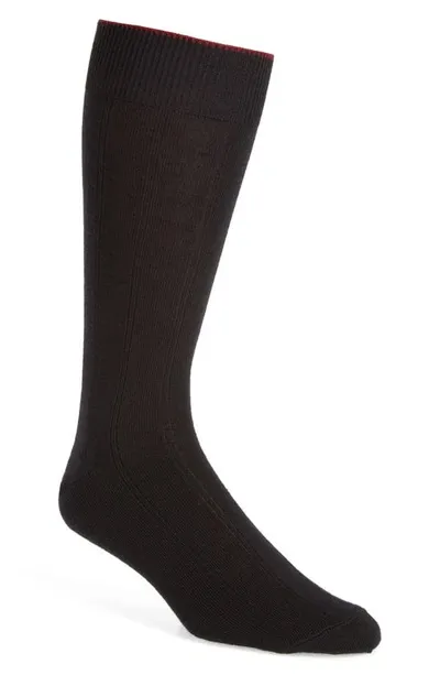 Nordstrom Men's Shop Shop Rib Wool Blend Socks In Black